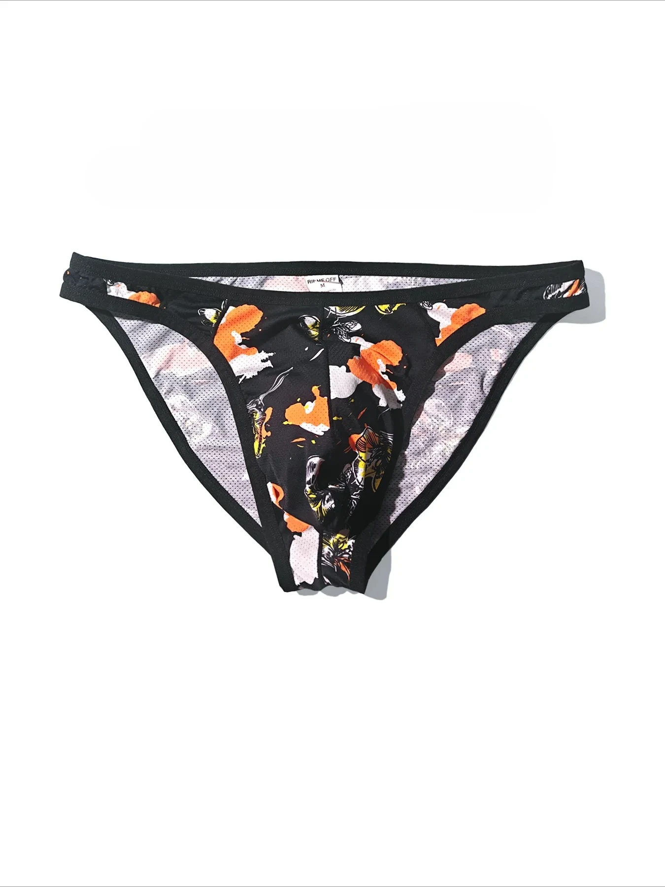 Musik-Motiv Netz-Slip für Männer Elastischer Eisseide Sexy Tiefsitzender U-förmiger Beutel Tanga Netz-Unterwäsche Bunter Graffiti Jockstrap