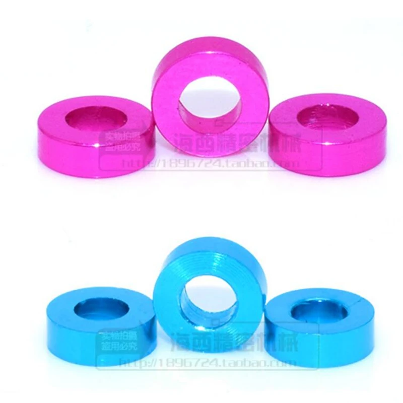 50pcs M3 Aluminum Flat Washer M3*6*0.25/0.5/1/1.5/2/2.5/3mm Colorful Aluminum Alloy Bushing Gasket Washer Plain Washers