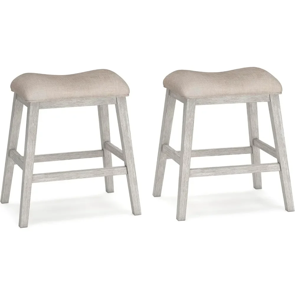 

Ashley Skempton Signature Modern 24 Counter Height Upholstered Barstools, Set of 2, Whitewash Finish