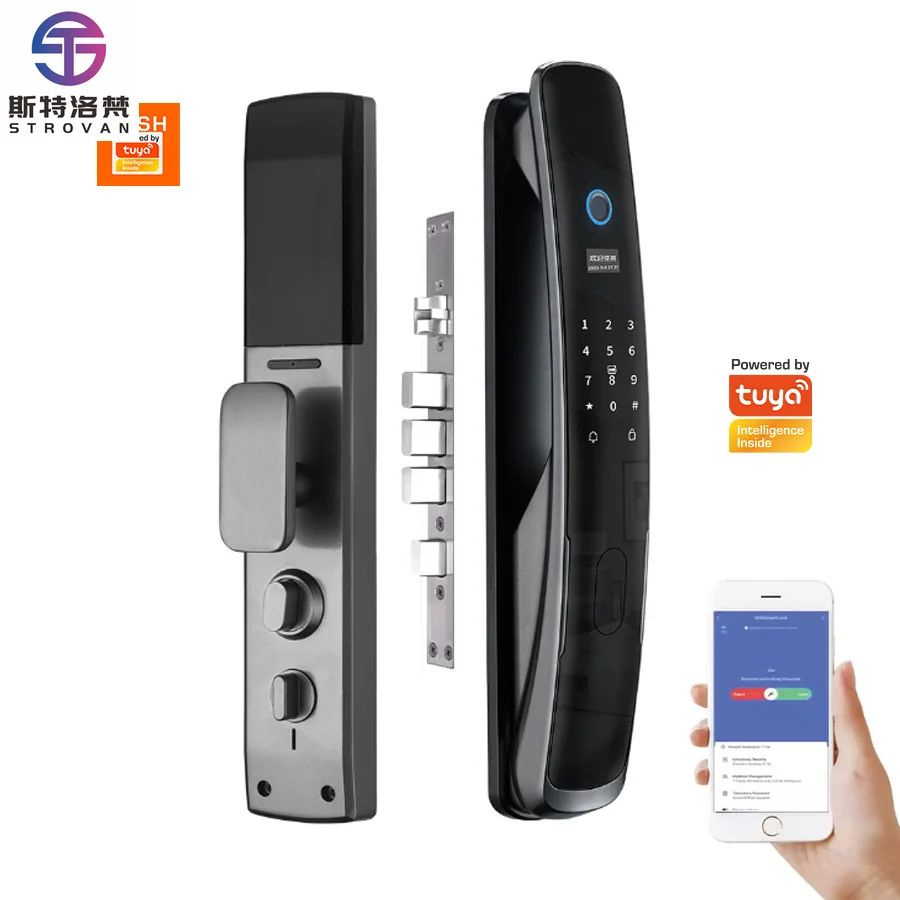 

STLF for Home Hotel Fingerprint Tuya Wifi Smart Aluminium Anti-theft Door Lock With 6068 Mortise Password App Lock