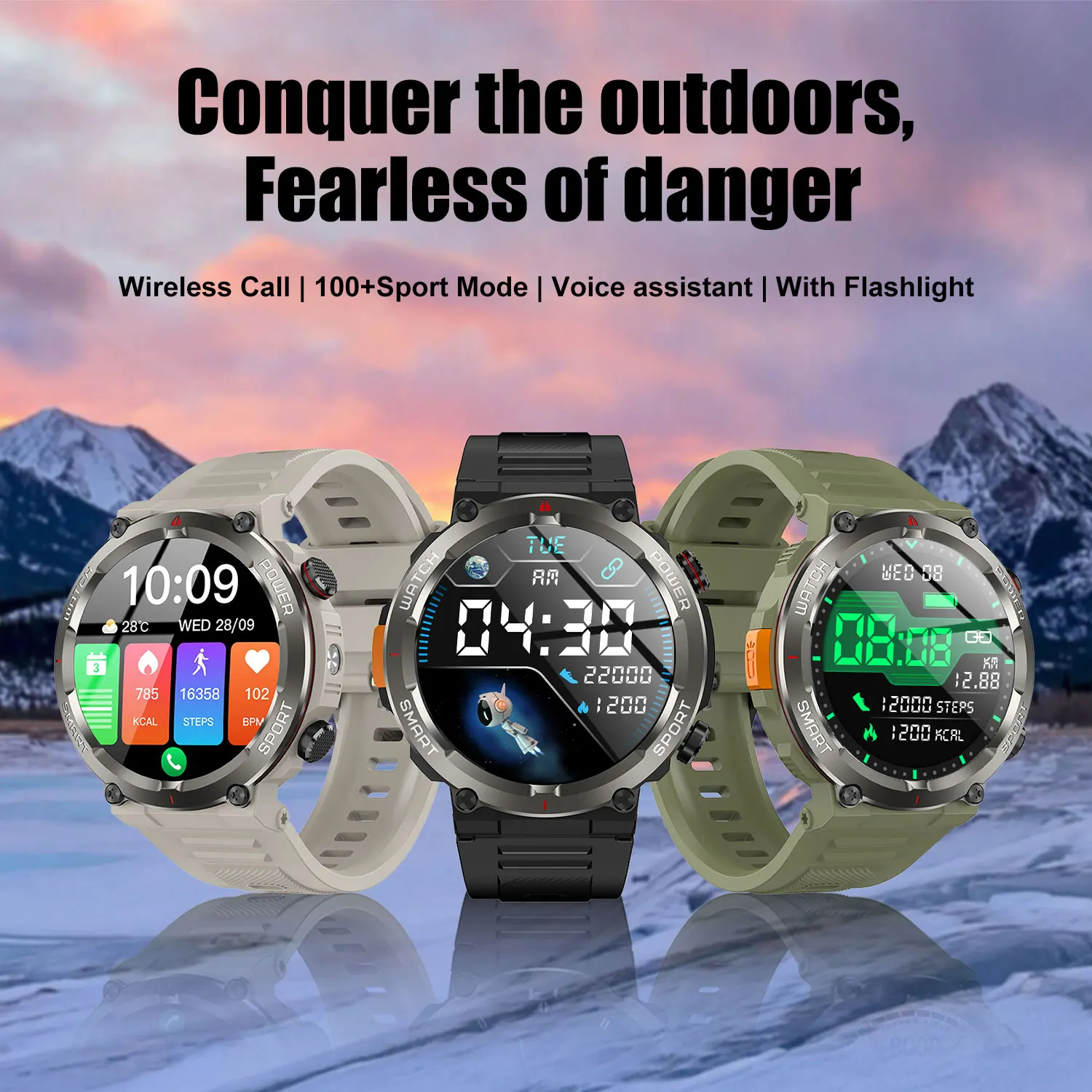 

W50 Pro Bluetooth Call Smart Watch with LED Flashlight 960mAh Large Battery Life Waterproof Outdoor Watches for Men Women Gifts