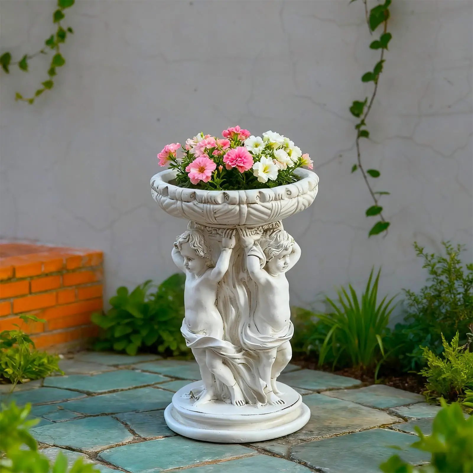 

Flower Pot Angel Statue Container Retro Sculpture Vintage Decorative Flower Pots Outdoor For Outdoor Yard Patio Garden Porch