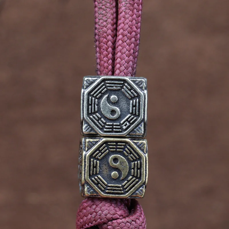 Eight Diagrams Block Brass Knife Beads EDC DIY Paracord Woven Bracelets Lanyard Pendants Accessories Outdoor Tool Hangings Charm