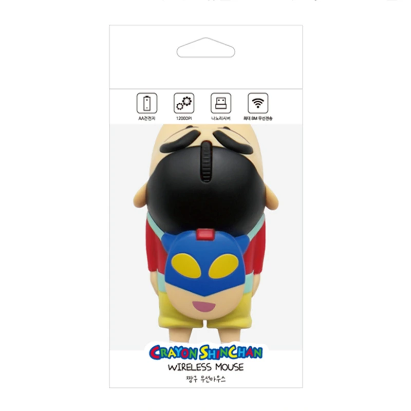 2024 nuevo crayón Shin Chan figura de Anime periférico Superman ratón inalámbrico lindo 3d láser colección de ratones de oficina regalo creativo