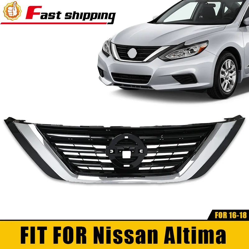 

Front Bumper Upper Hood Grille Chrome+Black Fit For 2016 2017 2018 Nissan Altima