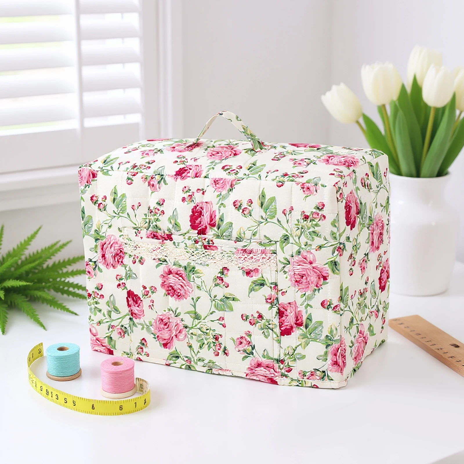 Sewing Machine Dust Cover W/ Pocket Craft Room Sewings Supply Organizer for Most Standard Machines and Accessories