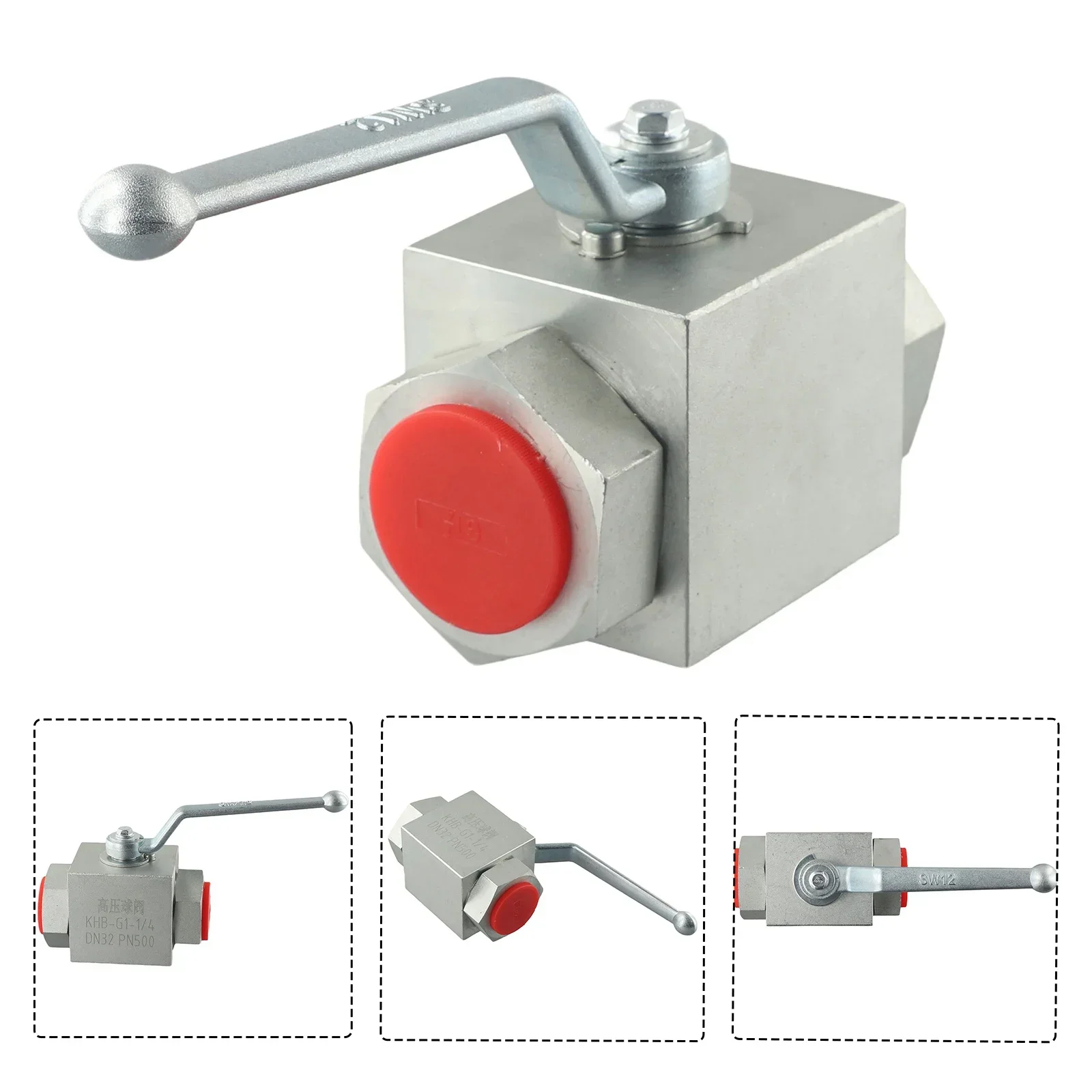 1pc 2-Way 500 Bar Carbon Steel High Pressure Hydraulic Ball Valve Gas Oil Water NPT Female Thread Hydraulic Valve Tool - 1/4