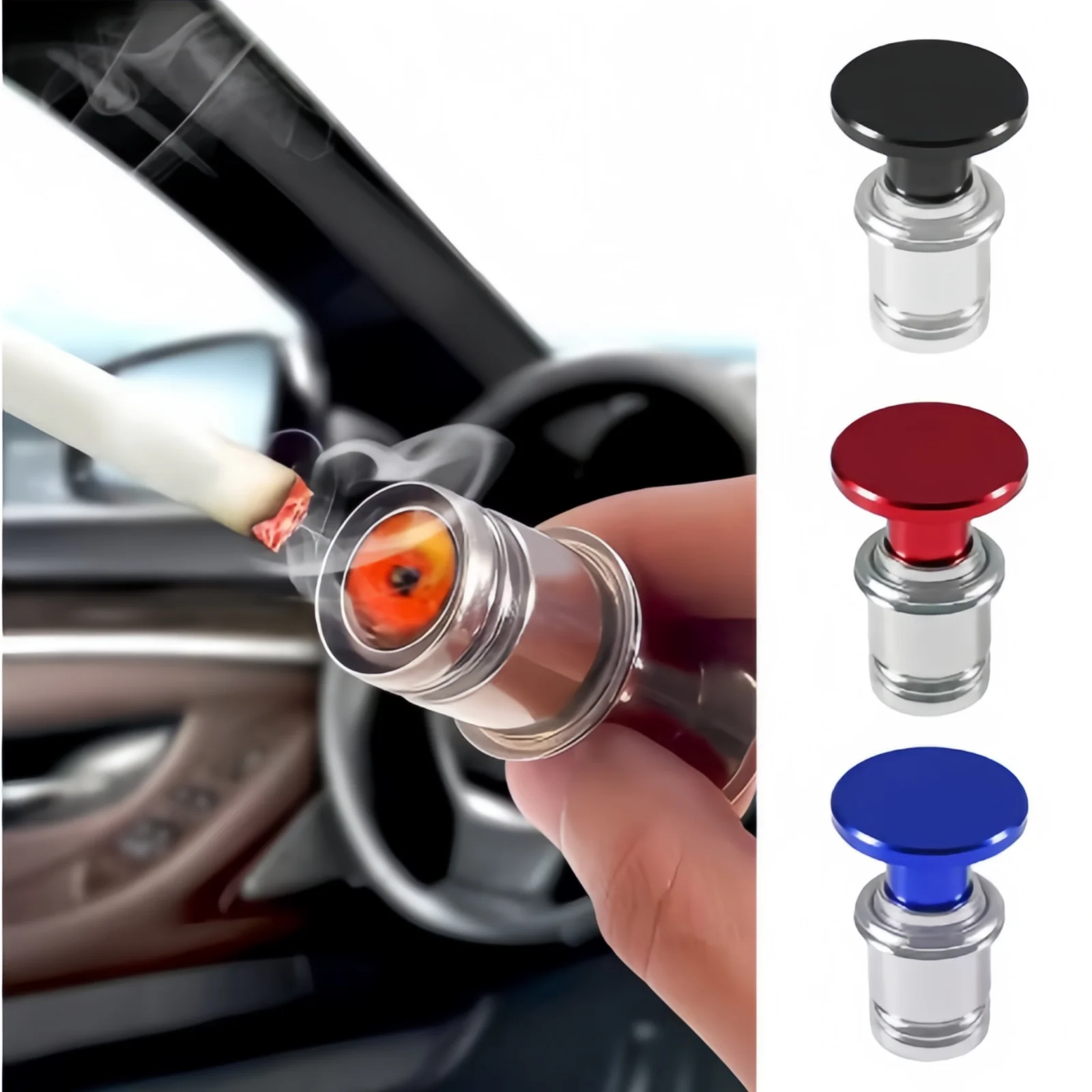 

Универсальный автомобильный прикуриватель, 1 шт., черный, красный, синий, кнопка выброса, автомобильные аксессуары, интерьер, металлический пылезащитный чехол, автомобильный