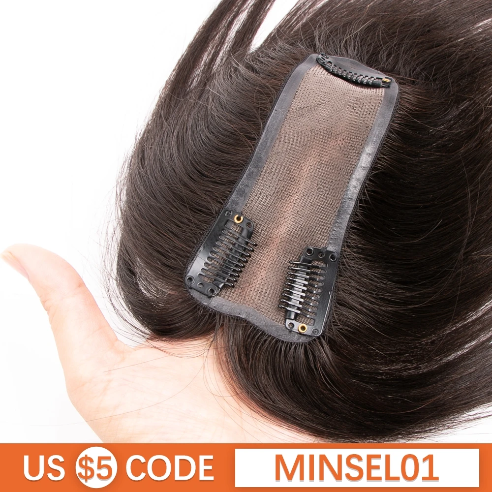 5x13cm人毛ヘアピース モノベース 漂白可能 # 27 3 クリップ 軽量で通気性のあるリアルな部分 20/25cm 目に見えない部分の髪