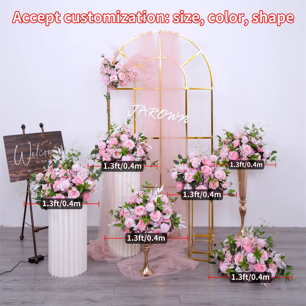 Luxury Style Pink Rose Greenery Style Floral Ball for Wedding Backdrop Decor Birthday Party Event Main Table Centerpieces