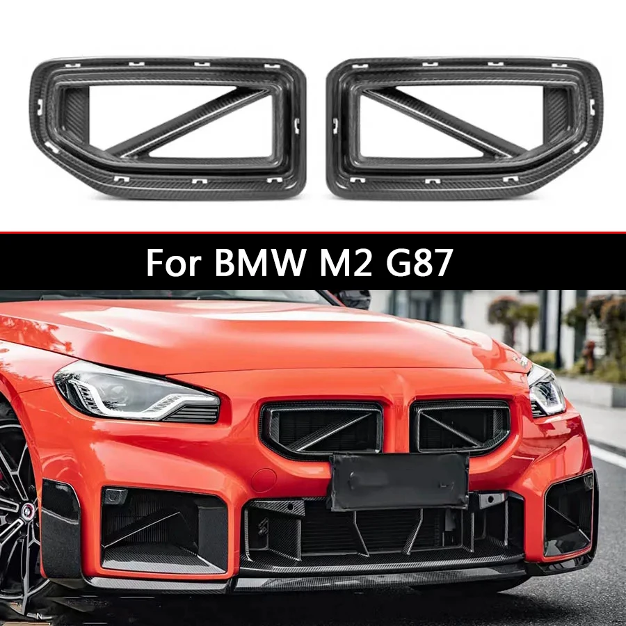 

For BMW M2 G87 Dry Carbon Fiber Grill Racing Grills Front Bumper Air Vent Cover Trim Foglamp Mesh Grill Frame body kit