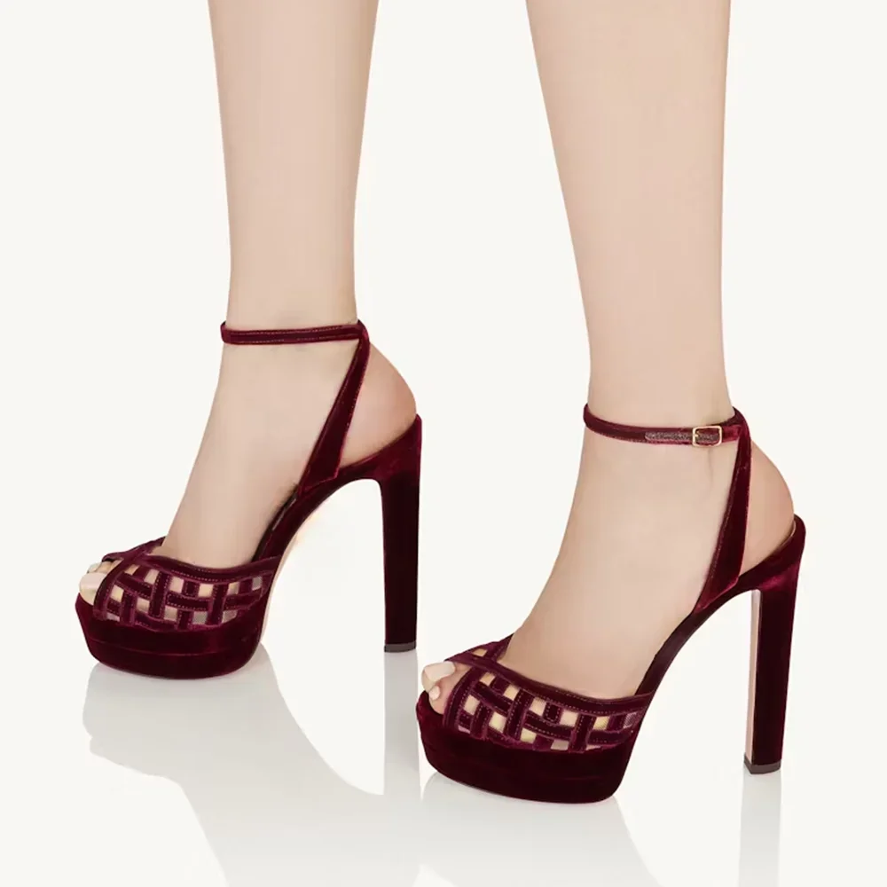 

Plaform Peep Toe Slingback Sandals Sexy Pointed Toe Thin Heel Buckle Strap New Arrivals Fashion Women Modern Shoes