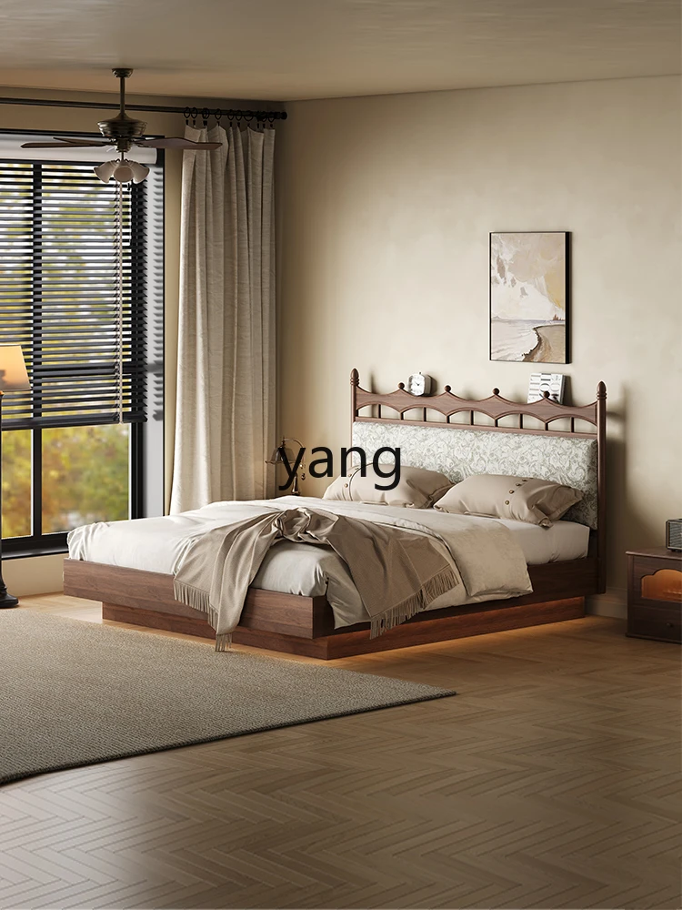 LMM French retro storage bed small apartment multi-functional tatami box bed 1.8 meters high box bed