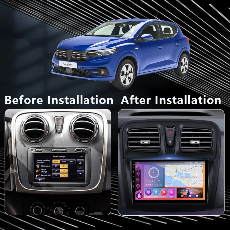 QSZN For Renault Sandero Logan Symbol Dacia 2012-2019 Car Radio Multimedia Player Android 12 GPS Video Player Navigation Carplay