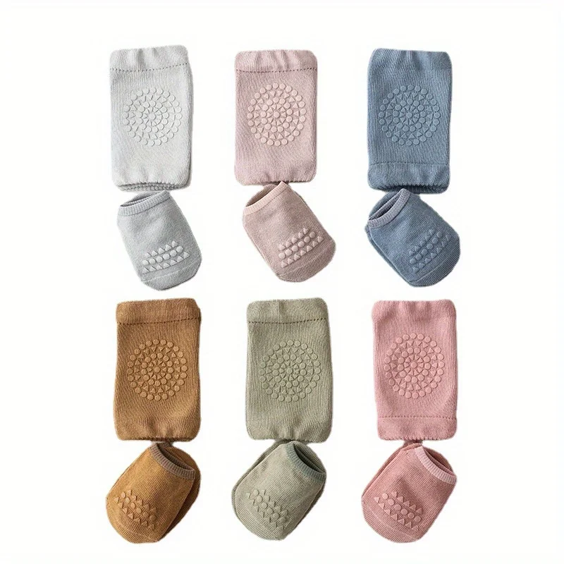 2pcs Floor Sock Set Newborn Cute Cartoon Baby Knee Pads Floor Socks Set Toddler Anti Slip Crawling Sports Protection Mat Set