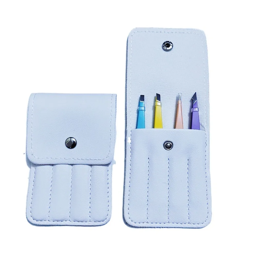 Zestaw 4 szt. pęset ze stali nierdzewnej z ukośnym ostrzem, z torbą do przechowywania, pęsety do brody z ostrym końcem, przenośne pęsety do rzęs