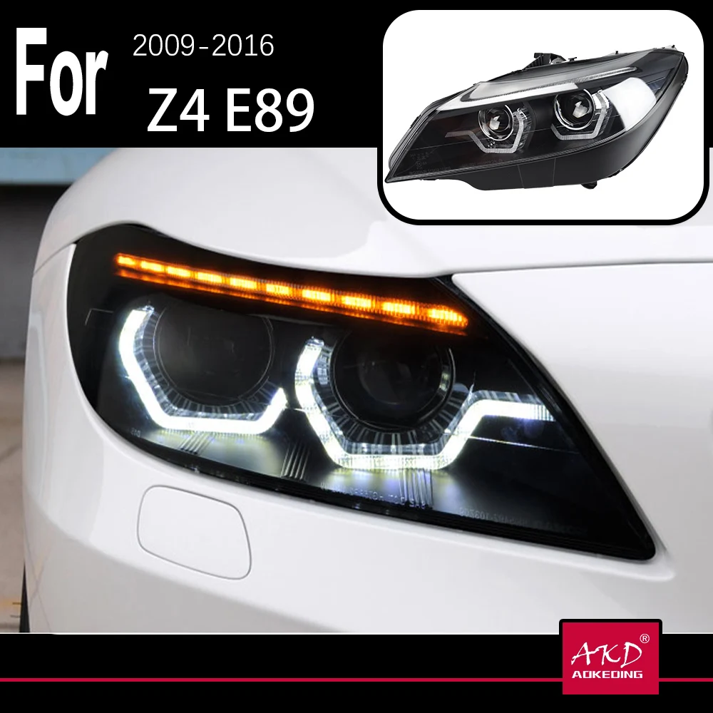 

AKD Car Model for BMW Z4 Headlights 2009-2016 E89 LED Headlight DRL Hid Head Lamp Angel Eye Bi Xenon Beam Auto Accessories