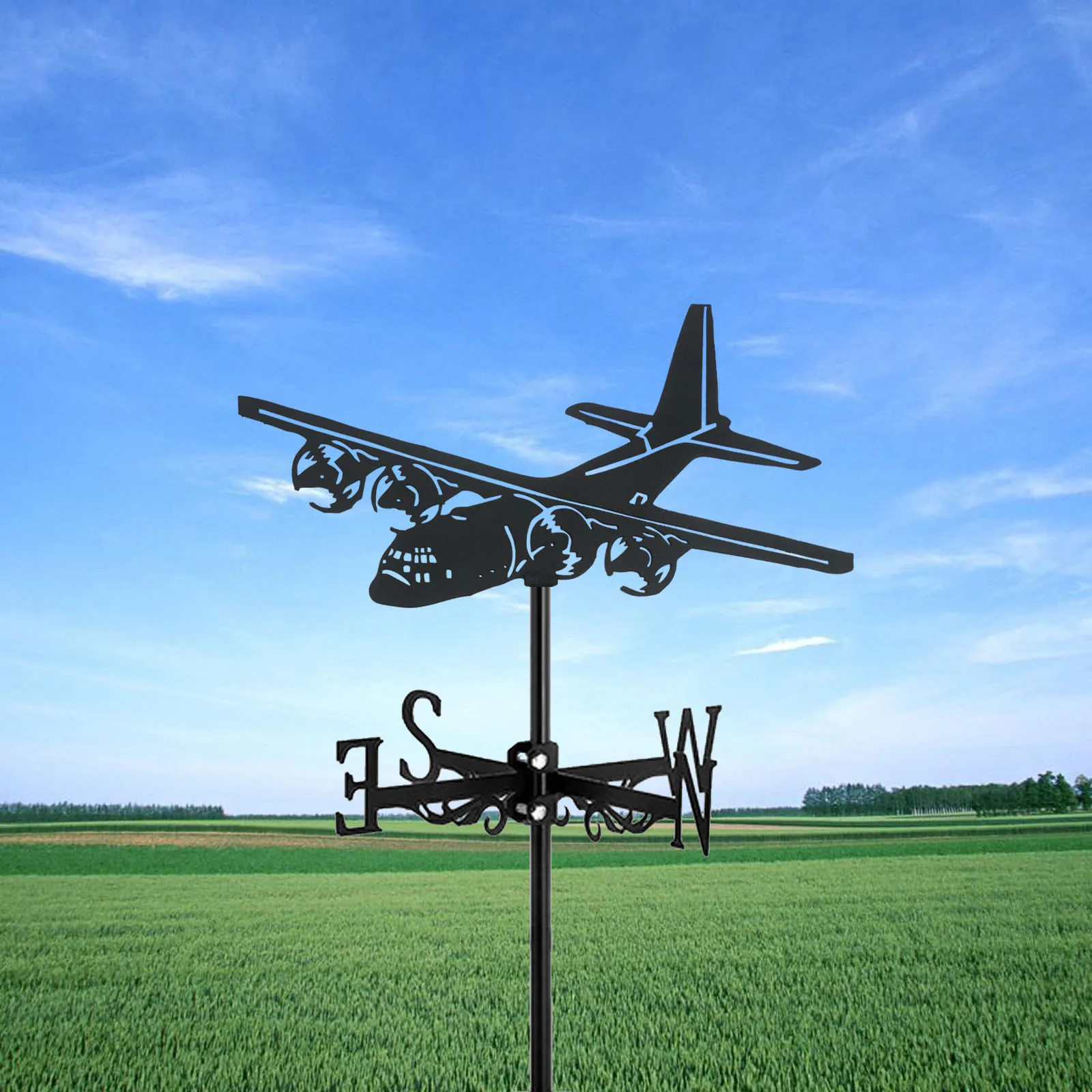 1 Pc Warcraft Fighter Weathervane Silhouette Art Black Metal Wind Vanes Outdoors Decorations Garden For Roof Yard Building