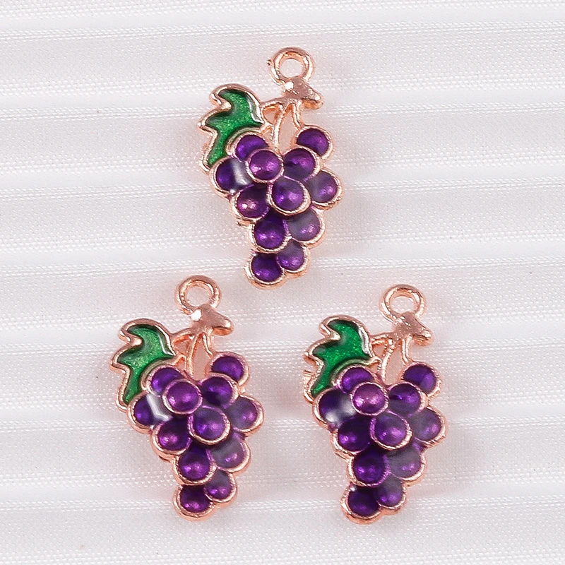10 Stück 10x17mm Niedliche Emaille-Obst-Trauben-Anhänger für Schmuckherstellung, Ohrhänger, Halsketten, Armbänder, DIY-Bastelzubehör – Detail 4