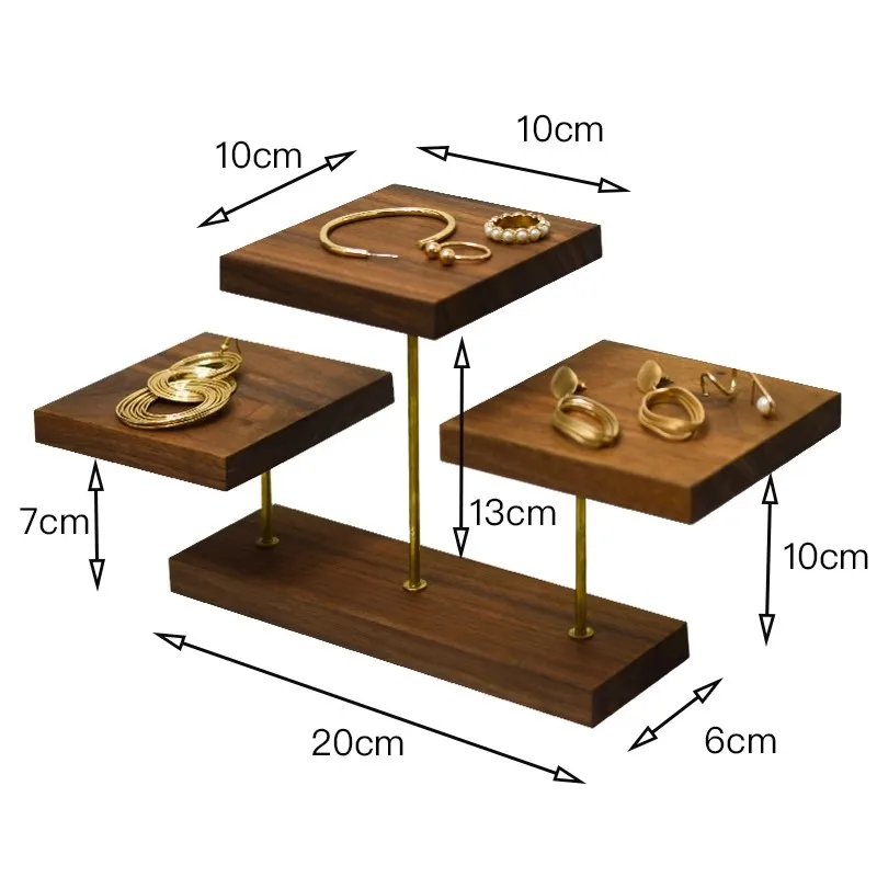 Black Walnut Jewelry Ladder Display Storage Shelf Set Jewelry Earrings Ring Holder Commercial Home Use