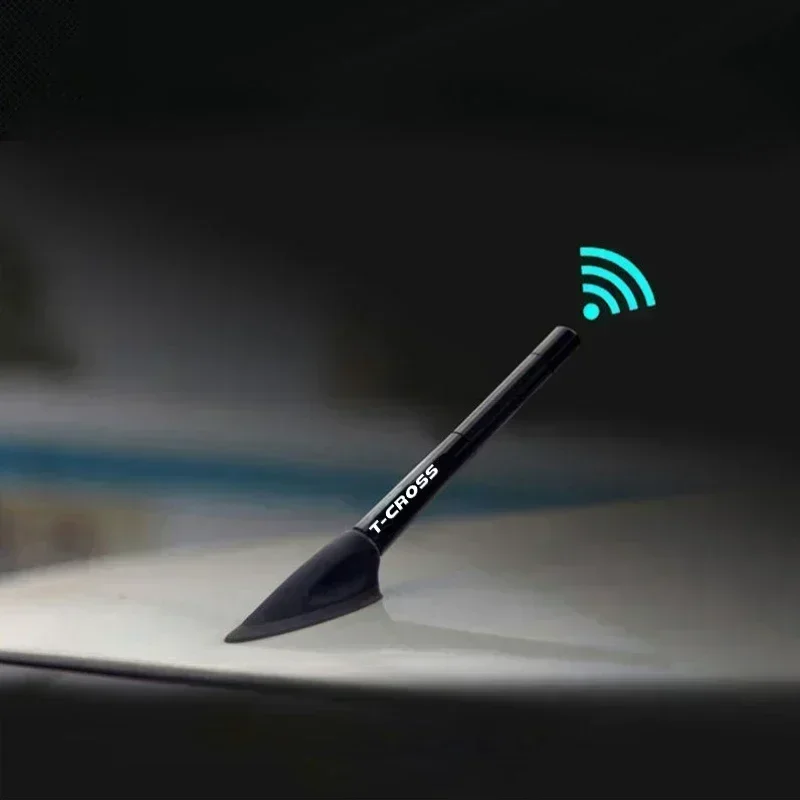 Carbon Fiber 8/12cm Car Roof Radio Aerial Antenna for Volkswagen VW T-Cross Logo Radio FM/AM Receiving Antennas Mast Antenna