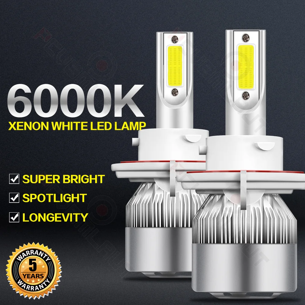 

CHUSYYRAY 2PCS Car lights 9008 Super Bright LED Headlights High Low Beam Fog Light Bulb White 6000K Car accsesories