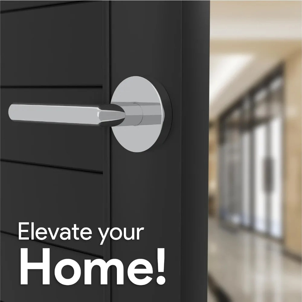 مقابض الأبواب المدمية من ميجا هاندلز - 6 عبوات من مقابض الأبواب الكروم شديدة التحمل، مقبض باب غير قابل للدوران للخزانة والأبواب الفرنسية،