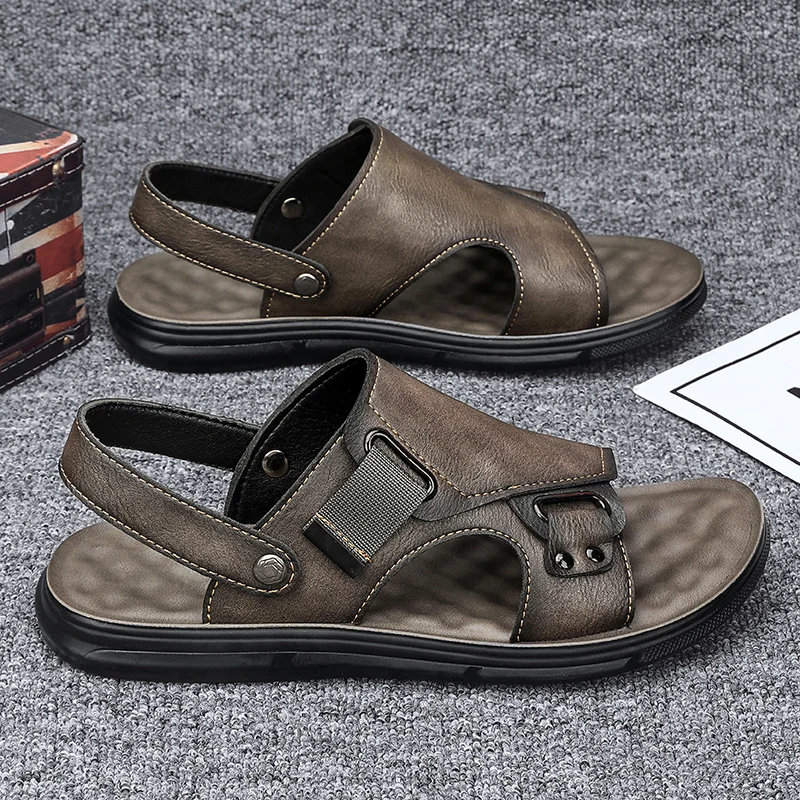 Sandalias informales de doble uso para hombre, zapatos de playa de mediana edad, verano, za, 2024