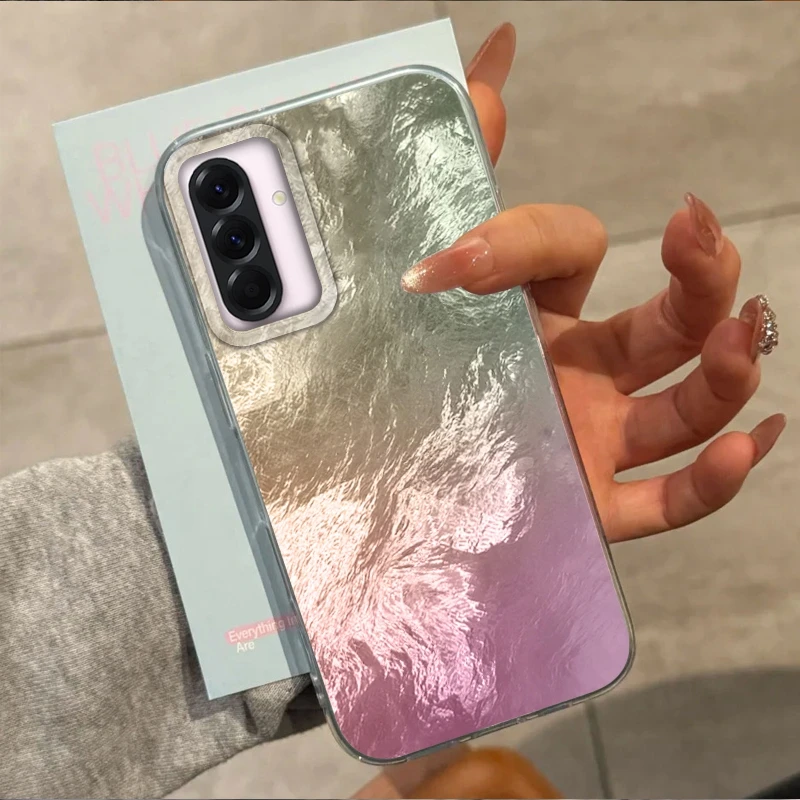 Чехол с текстурой градиентного ледника для Samsung Galaxy A16 A56 A26 A36 A06 A55 A35 A25 A15 A54 S24 S25 S22 S23 FE Girls Fundas Cover