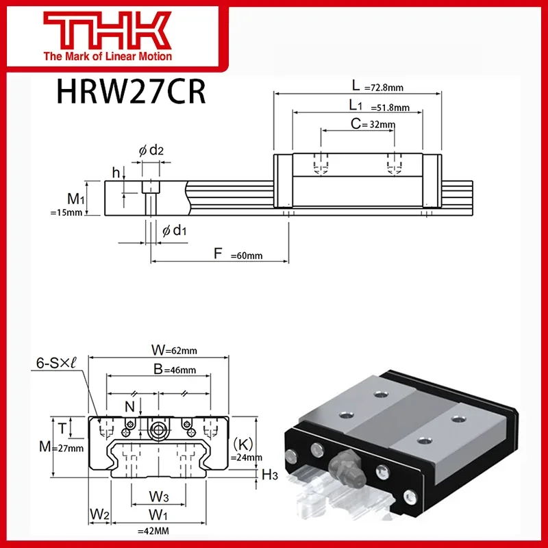 Original New THK linear guide HRW 27 HRW27 HRW27CR HRW27CRUU HRW27CRSS HRW27CR1UU HRW27CR1SS GK BLOCK