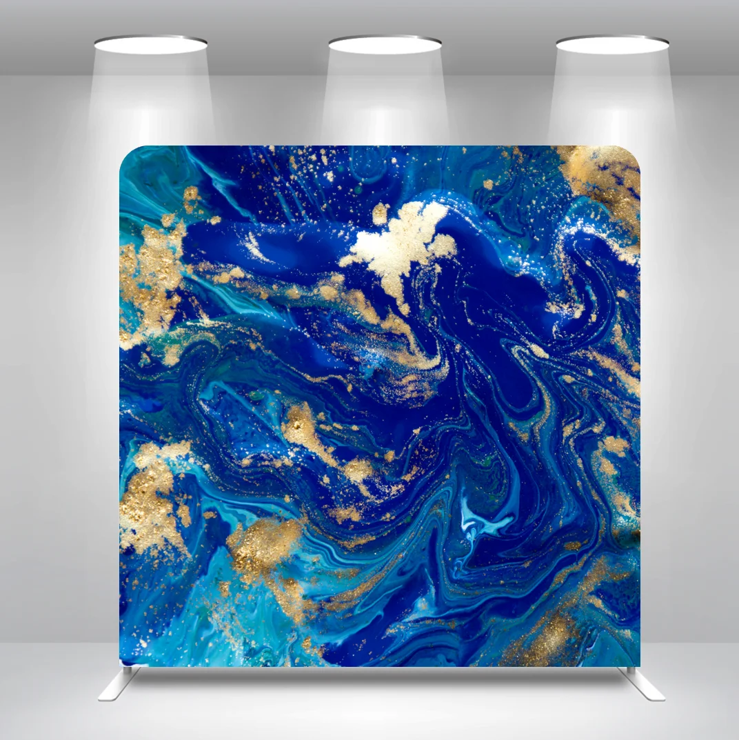 

Blue Liquid Marble Pattern Metallic Sheet Shower Baby Shower Birthday Pillow Case Photoshoot Backdrop Stand Cover