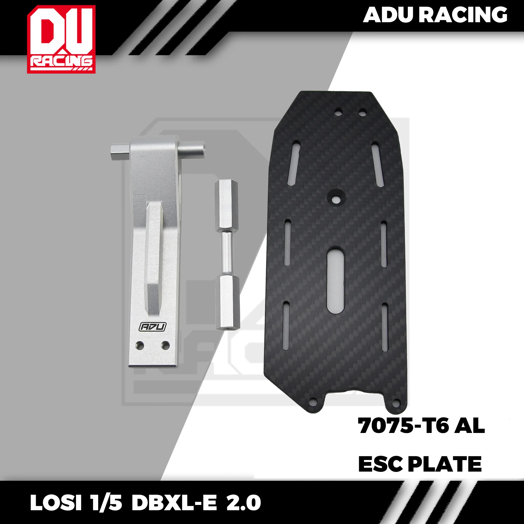 ADU 레이싱 AL ESC 장착 플레이트, LOSI DBXL-E 2.0, LOS251099, HOBBYWING MAX5 MAX6 XLX2 용, 7075-T6