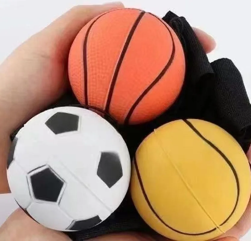 Pelota de rebote de PU para niños y adultos, pelota de fútbol, baloncesto, fútbol, forma de cuerda elástica, pulsera deportiva, correa, juguete de entrenamiento de mano para los ojos, regalo