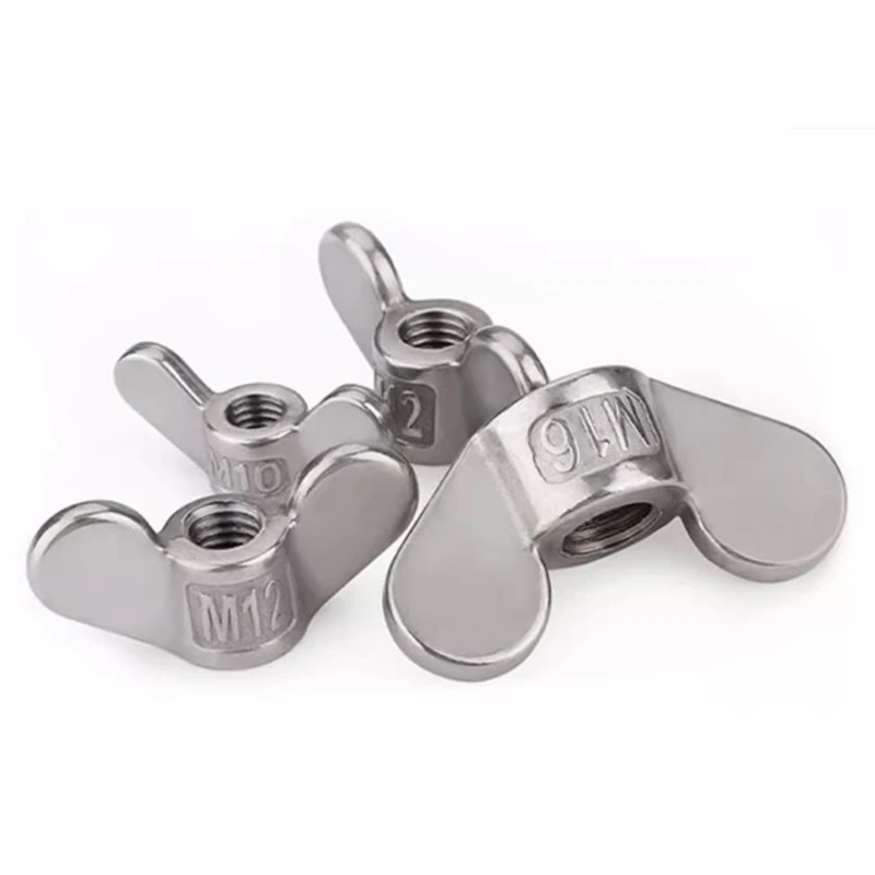 M4 M5 M6 M8 M10 M12 Wing Nut 304 Stainless steel Large Ears Hand Tighten Nut Wingnut Butterfly Nut Ingot Two Claw Nuts
