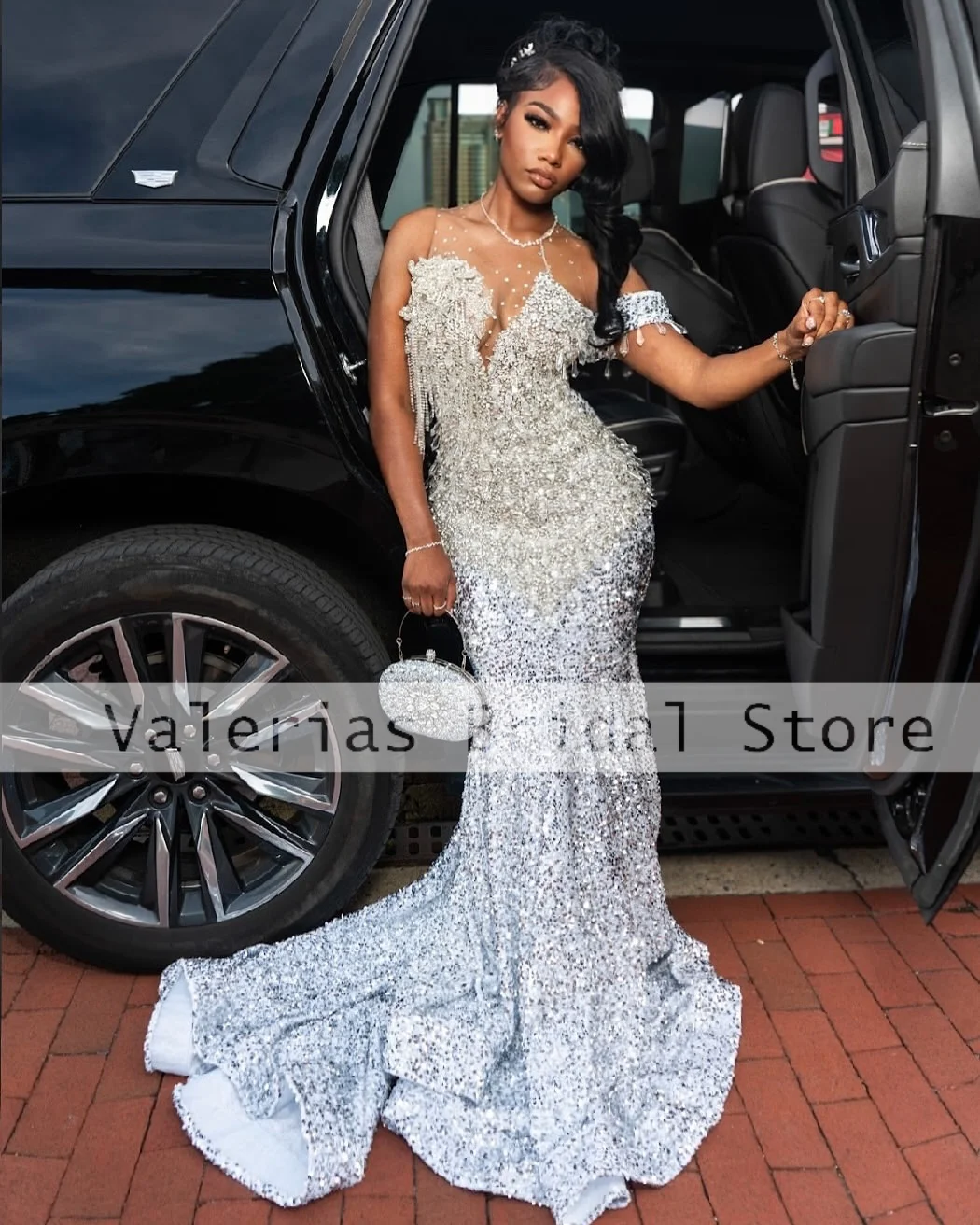 Сексуальное серебряное платье русалки с блестками для выпускного вечера для чернокожих девушек, расшитое бисером африканское вечернее платье, вечерние платья знаменитостей по индивидуальному заказу