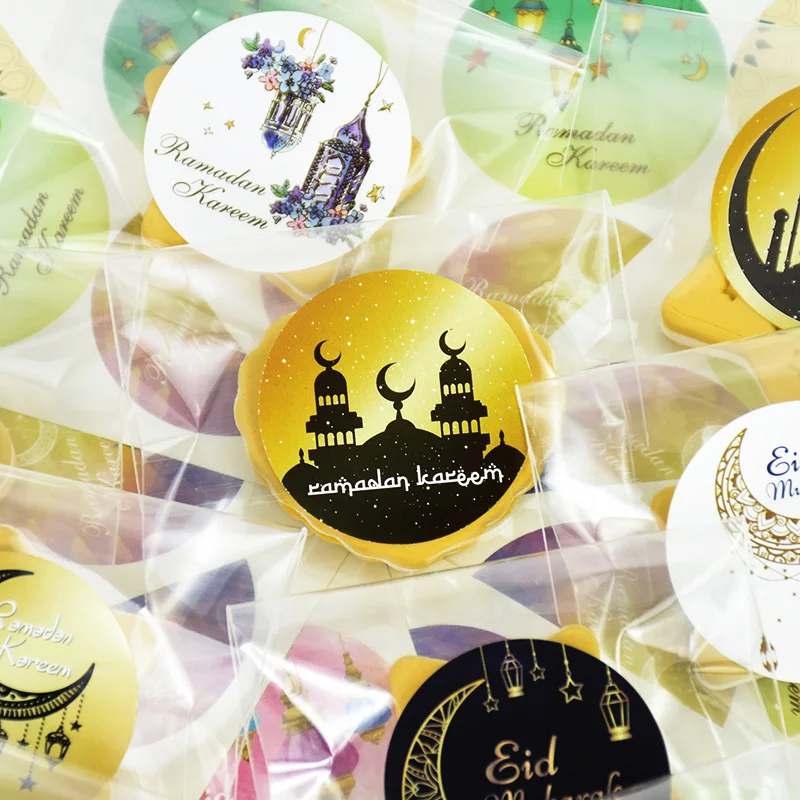 120pcs EID Mubarak Stickers Ramadan Kareem Gifts Packaging Seal Lable Stickers Islam Muslim Festival Party Decor EID Gift Labels