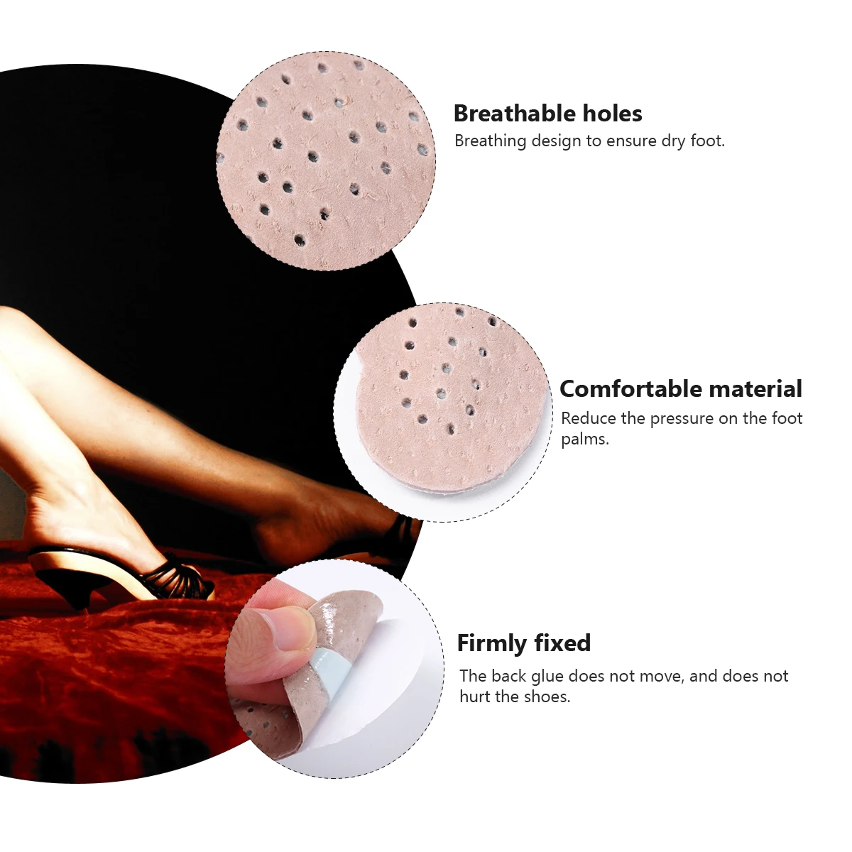 

2 Pairs -foot -Half Insole Pads Breathable Sweat-absorbing Half Insoles Foot Care Tools Sandals Inserts