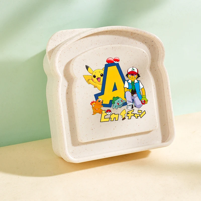 

Pokemon 26letter Sandwich Container Toast Shaped Portable Kids Anime Cartoon Lunch Box Silicone Bento Box Lid Fashion Lunch Case