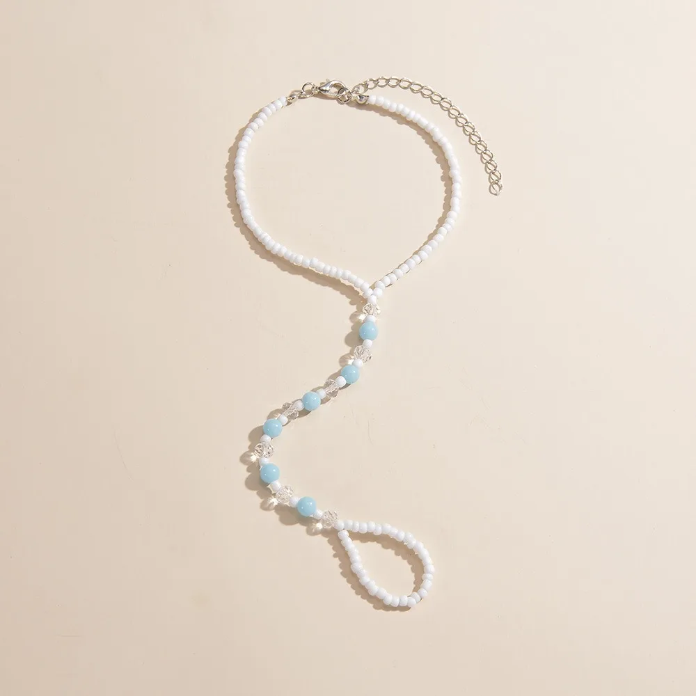 Personality Bohemian White Mini Seed Beaded Luminous Round Bead Toe Ring Integral Ankles for Women Exquisite Beach Party Jewelry