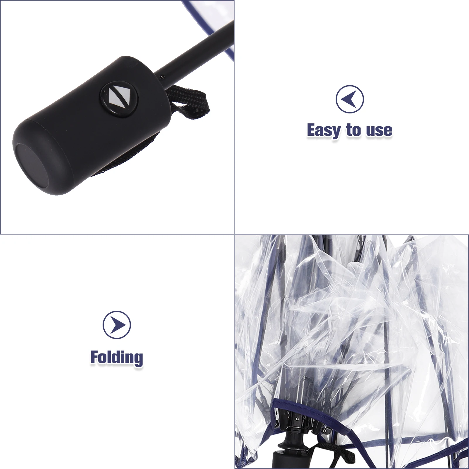 

Folding Umbrella Compact Transparent 3 Fold Automatic Lightweight Portable Travel Black Edge Waterproof Quick Dry Gifts