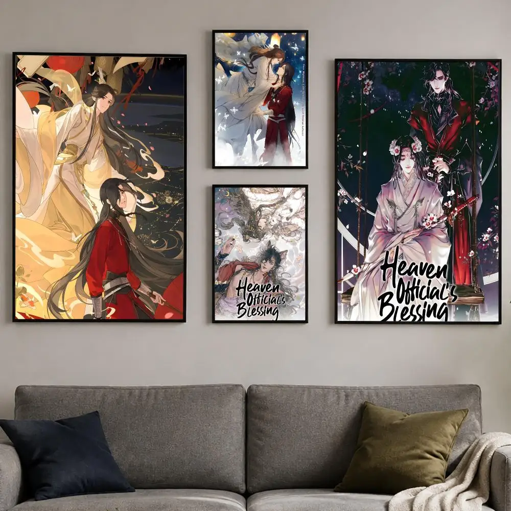 Fantasy Donghua Heaven Officials Blessing Poster PP Self-Adhesive Bedroom Gaming Cafe/Bar Vintage Aesthetic Decor Ideal Gift
