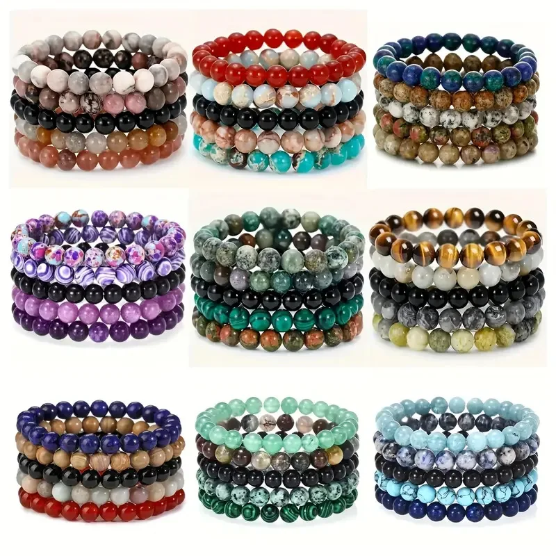 TemuHiyinTKAmazon Cross-Border Hot5Set of Beaded Bracelets European and American Bestsellers Made of Natural Crystal