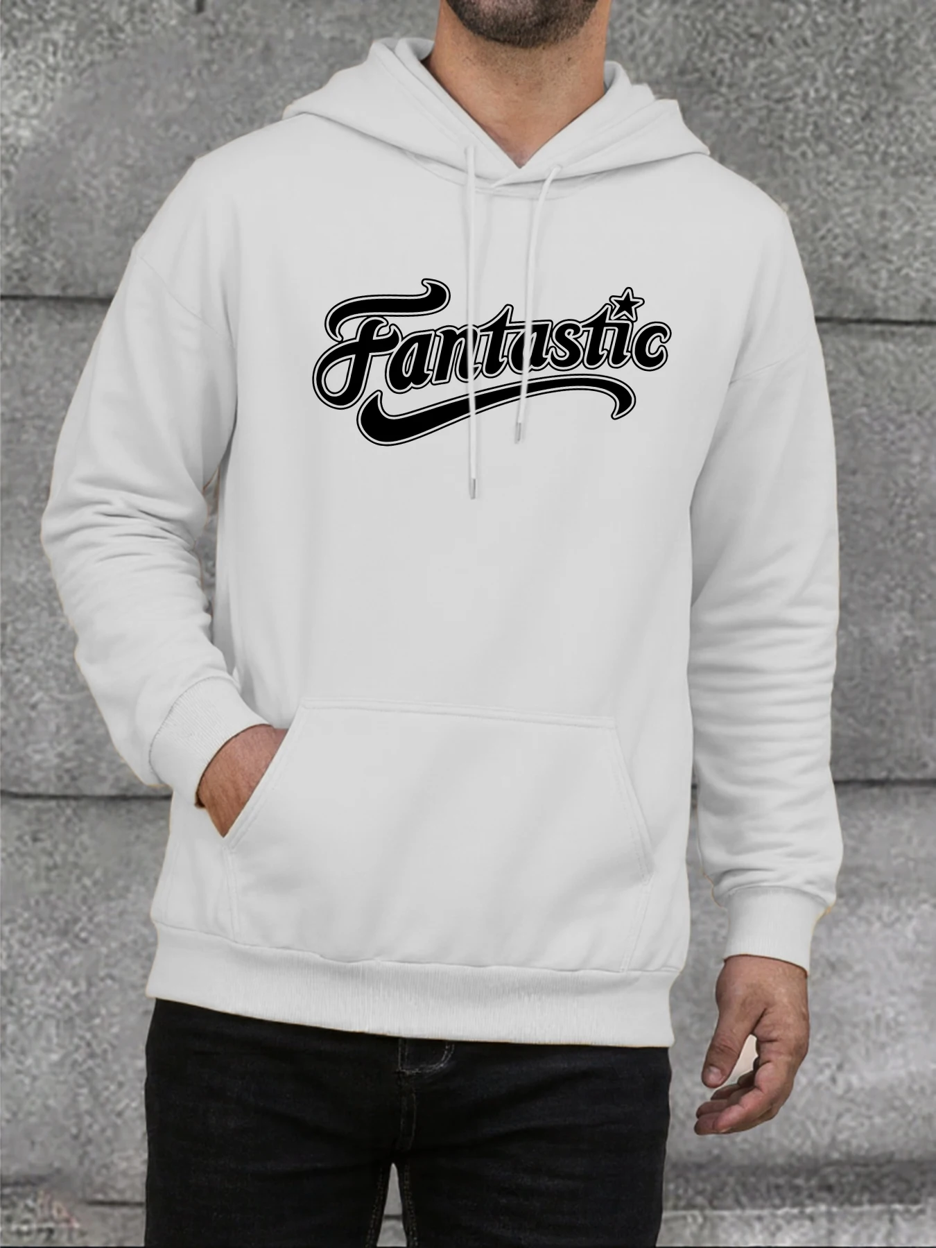 Fantastische Herren-Kapuzenpullover mit Buchstabendruck, lässiges Fleece-Sweatshirt, Übergröße, bequeme Hoodies, Straße, warme Mode, Herren-Streetwear