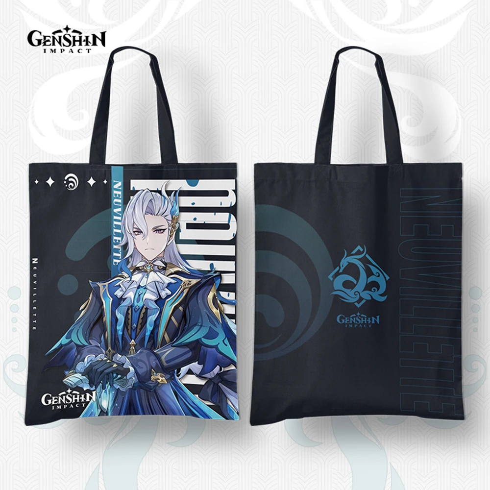 Game Impact Lyney Furina Cosplay Canvas Tote Bag Neuvillette Wriothesley Alhaitham Nahida Wanderer Kids Collection Gifts