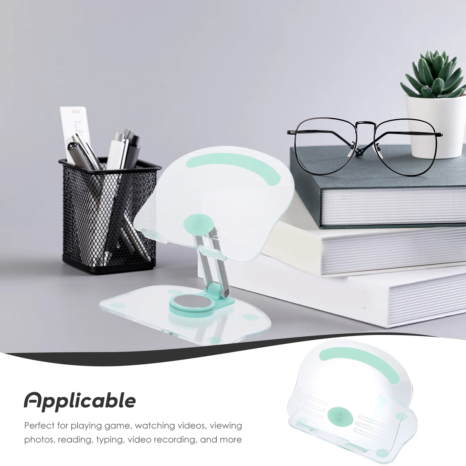 Adjustable Acrylic Tablet Stand Rotatable Non-Slip Holder for Desk Office Kitchen Gaming Video Reading Tablet Bracket Organizer