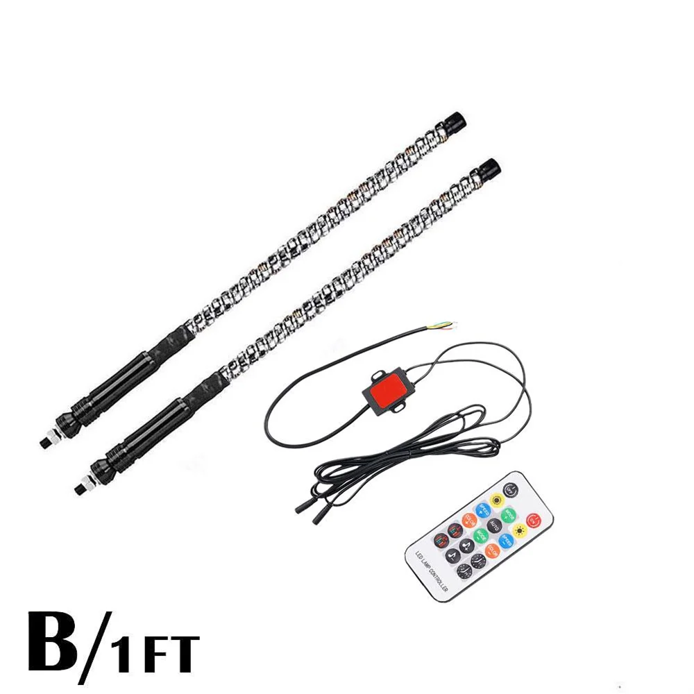 2PCS 1FT LED Whip Lights,Remote Control Flagpole Antenna Whips,for UTV, ATV, Off Road, Truck, Sand, Buggy Dune, RZR