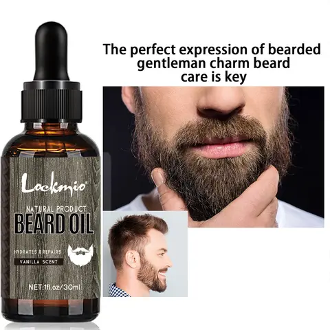 LOCKMIO Vanilla Scent Beard Oil dla mężczyzn Produkt do pielęgnacji brody Zapobiega wysuszaniu i swędzeniu skóry pod brodą Nawilża odżywkę do brody
