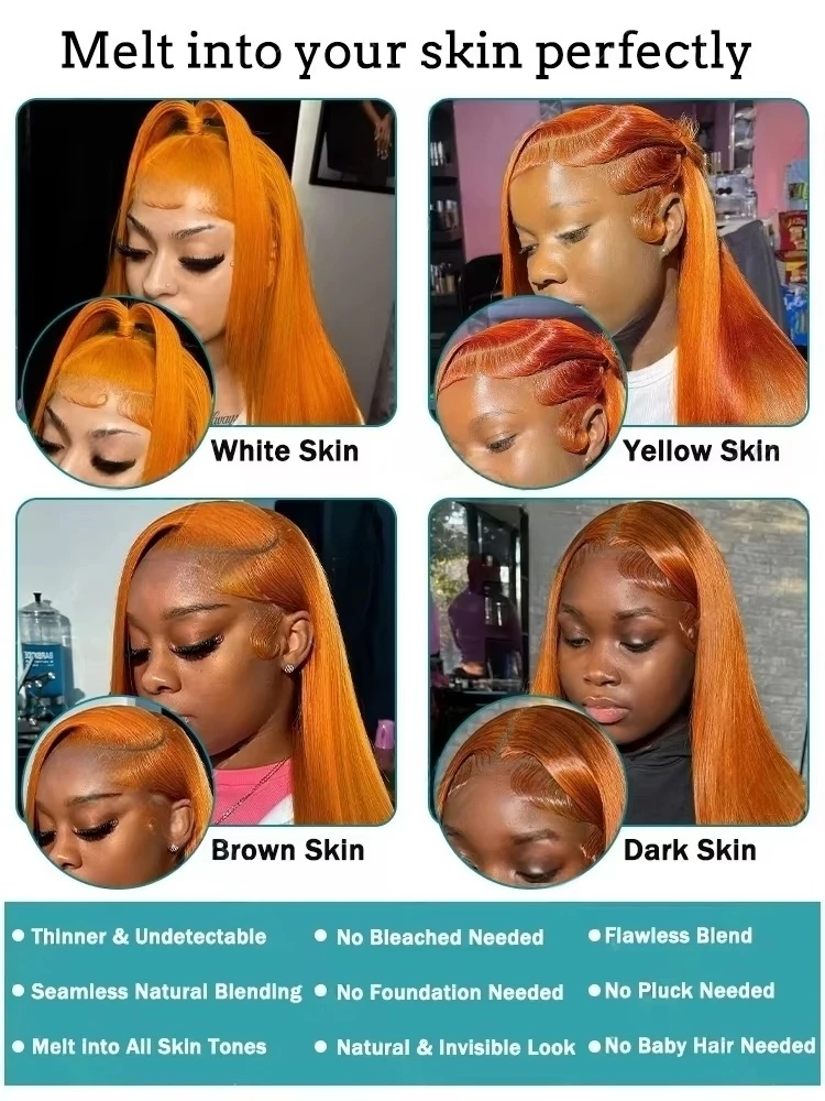 SoulGlow 30 дюймов 250% Имбирно-Оранжевый 13x6 Парики из натуральных волос на кружеве спереди Прямые человеческие волосы 13x4 Прозрачный парик на фронтальной части шнурка Парик Remy