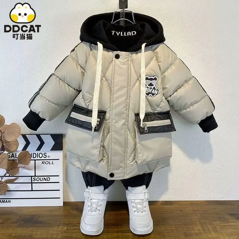 

Winter 2025 Boys Corduroy Jackets Children Hooded Thick Outerwear Girls Warm Jacket Children Clothing Fashion Baby Kids Coat