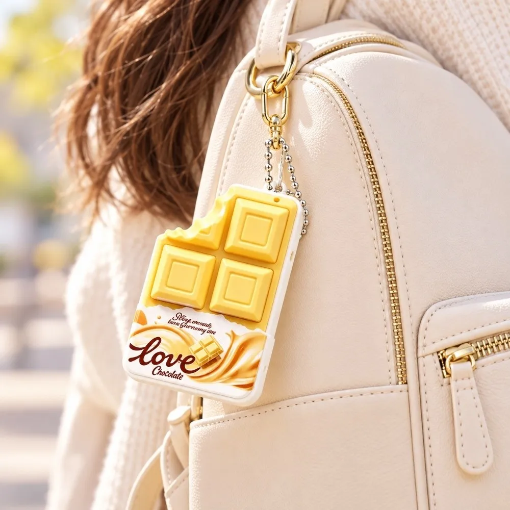 Cute Portable Fidget Keychain Cartoon Patterns Breaking Design Chocolate Keychain Reusable Chocolate Button Pendant Bag Pendant